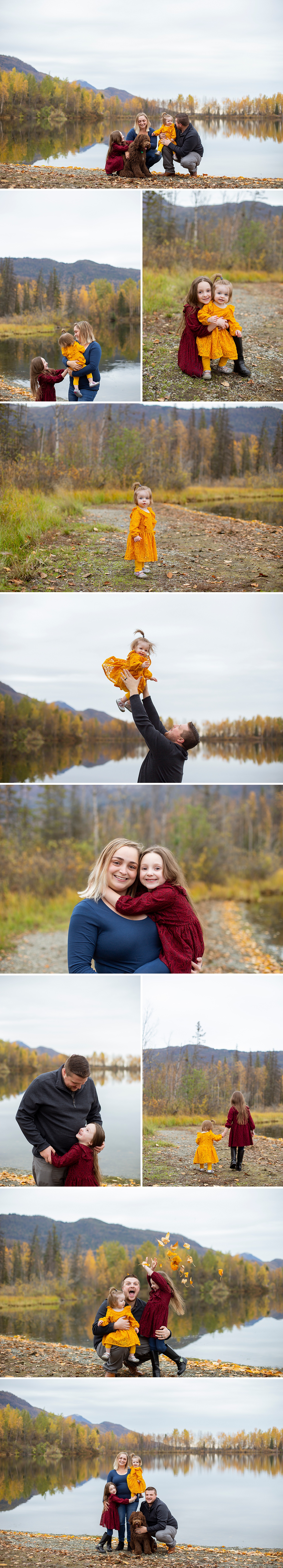 lakefront family session, autumn family session, family session with gorgeous autumn colors